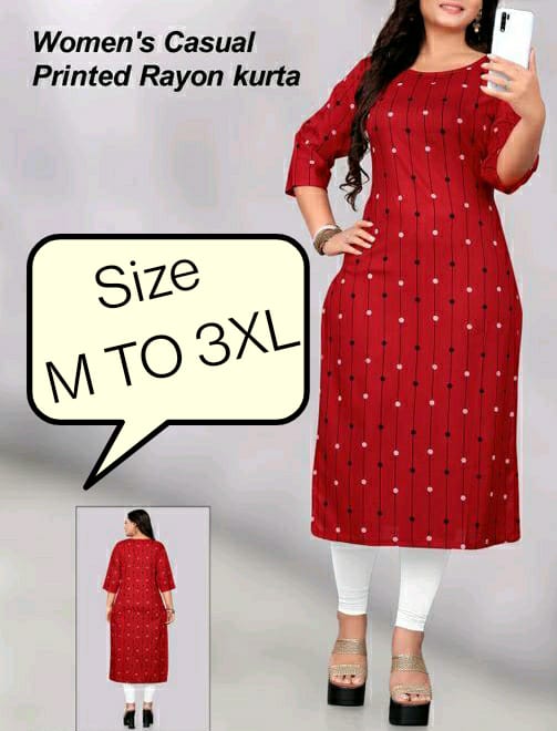 Women's Casual Printed Rayon Regular Wear Kurta Catalog